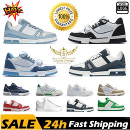 New Designer shoes flat sneaker trainer Embossed Casual shoes denim canvas leather white green red blue letter fashion platform womens low Size 36-45