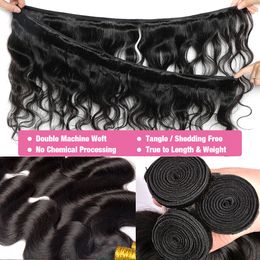 30 32 Inch Body Wave Bundles Human Hair Brazilian Virgo Hair Weave 1/3/4 Pcs Bundles Deal Natural Black Virgin Hair Extensions