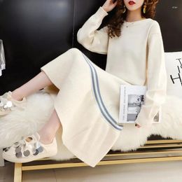 Casual Dresses Woolen Dress Women's Long Autumn And Winter 2024 Loose Fitting Korean Version Lazy Style Knitted