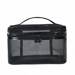 1pcs Women Men Necary Portable Cosmetic Bag Transparent Travel Organiser Fi Large Black Toiletry Bags Makeup Pouch d7Ln#