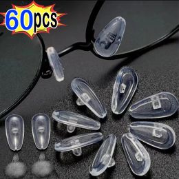 60pcs Air Chamber Clear Oval Eyeglass Nose Bracket Silicone Nose Pads Eyewear Bracket Anti-drop Sunglasses Glasses Accessories