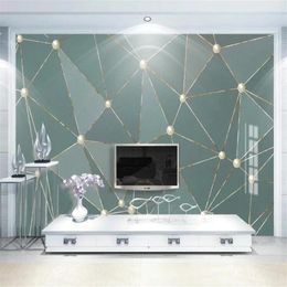 Wallpapers Wellyu Custom Wallpaper Papel De Parede Light Luxury TV Background Wall Golden Lines Abstract Geometry Papers Home Decor