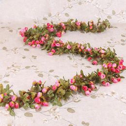 Decorative Flowers Wedding Party El Wall Hanging Garland Birthday Fake Rose Silk Decoration 42 Head Simulation Artificial Flower Vine DIY