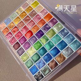 60 Colour Nail Art Pigment Set Mould Painting Watercolour Pearl Charming Marble Stone Glitter Powder Marbling Shimmer Solid 240328