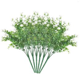 Decorative Flowers 6bundles Vase Porch Outdoor Fake Plants Home Decoration Indoor Lotus Eucalyptus Garden Artificial Flower UV Resistant