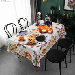 Table Cloth Thanksgiving Pumpkin Leaf Rectangle Tablecloth Kitchen Table Decoration Reusable Waterproof Tablecloth Holiday Party Decor Y240401