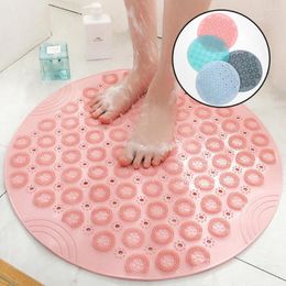 Bath Mats Round Shower Mat Anti-slip Sucker PVC Safety Massage Suction Cup Carpet Quick-Drying Textured Surface Drainage Holes