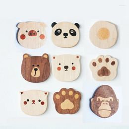 Table Mats Walnut Cup Holder Cartoon Bear Carved Inlaid Wooden Mat Tray Decorative Plate Dinner