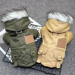 Dog Apparel Button Closure Pet Coat Thicken Warm Hooded Cotton With Windproof Puppy Jacket For Winter