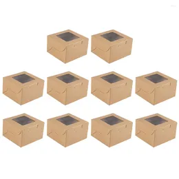 Take Out Containers 10 Pcs Kraft Paper Pastry Box Cupcake Case Backing Dessert Holder Bakery Boxes With Clear Window