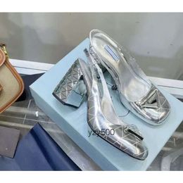 P Latest mirror silver women's high-heeled sandals sandal style round head design top leather sole frame size 34-41 1U3J