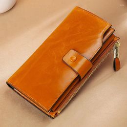 Wallets MAHEU Leather Long Wallet For Women Genuine Clutch Purse Real Cowskin Dress Party Laies