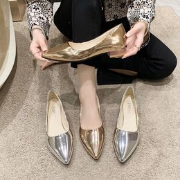 Casual Shoes 2024 Spring And Autumn Large Single Shoe Square Heel Shallow Mouth Pointed Toe Low Fashion