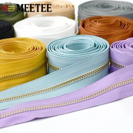 Meetee 1/2Y 5# Metal Zipper for Bag Jacket Zip Clothes Sewing Zips Repair Kit Continuous Zippers Roll Closures Accessories
