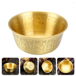 Decorative Figurines Bowl Offering Water Tibetan Bowls Meditation Copper Temple God Holy Brass Altar Yogaashtray Old Churchritual Table