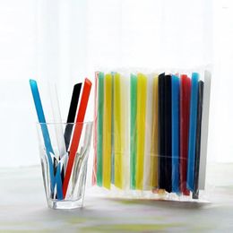 Disposable Cups Straws 100 Pcs Fluorescence Colour Plastic Bubble Tea Babao Congee Independent Packaging Plastic-Straws Kitchenware