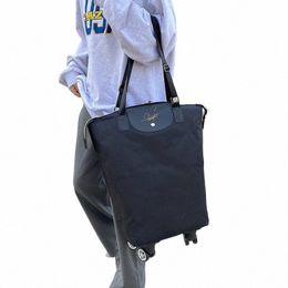 foldable Shop Bags Folding Shop Pull Cart Trolley Bag With Wheels Reusable Grocery Bags Food Organiser Vegetables Bag h9JQ#