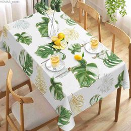 Table Cloth Summer Tropical Palm Leaves Rectangle Tablecloth Wedding Decoration Waterproof Fabric Table Cover for Kitchen Dining Table Decor Y240401