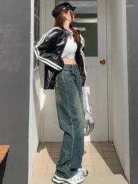 Women's Jeans 2024 Retro Blue Fashion High Waist Baggy Women Wide Leg Denim Trousers Harajuku Streetwear Y2K Straight Loose Pants