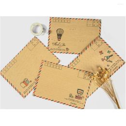 Gift Wrap 8Pcs Vintage Kraft Classic Envelopes Air Mail B6 Mini Post Po Letter Gifts Storage Office School Supplies (Random