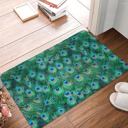 Bath Mats Fancy Peacock Feathers Mat Animal Bathroom Carpet Kitchen Shower Room Anti Slip Velvet Soft Floor Non Toilet