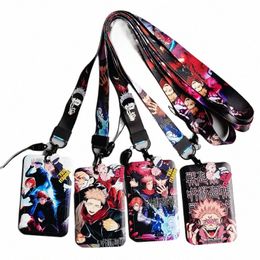 1 set Japanese Anime Card Cases card Lanyard Key Lanyard Badge ID Cards Holders Neck Straps Keychains Itadori Yuji Gojo Satoru 47yH#