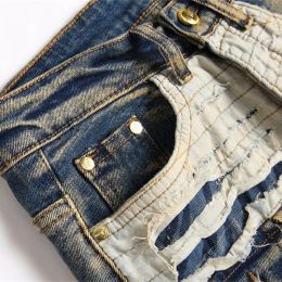Novo outono 2023 Tendências da rua Jeans correspondentes de jeans com várias bolsas rasgadas calças de lápis manchas de cintura