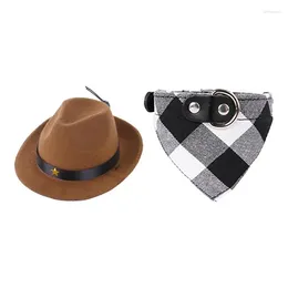Dog Collars Cat Cowboy Hat Triangular Scarf West Accessories For Puppy Multipurpose Pet Costume Set Adjustable Comfortable