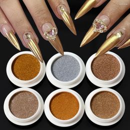 Nail Glitter 6/4Pcs Metallic Mirror Effect Powder Gold/Silver Magic Chrome Pigment Rubbing On Nails Holographic