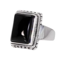 Solid 925 Sterling Silver Lucifer Rings with Black Onyx Natural Stone Handmade Statement Ring TV Show Jewelry