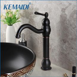 Bathroom Sink Faucets KEMAIDI Black Oil Rubbed Bronze Faucet Basin Stream Spout Deck Mount Vanity Tap Mixer