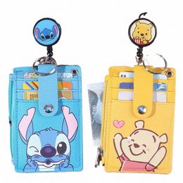 unisex 5 Bits Badge Reel Busin Named Card Holder Identity Lanyard PU Neck Strap Card Bus ID IC Holders With Coin Purse Z6Wp#