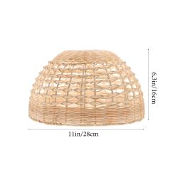 Hanging Bulb Guard Lamp Cage Rattan Chandelier Lampshade Rustic Basket Light Covers For table