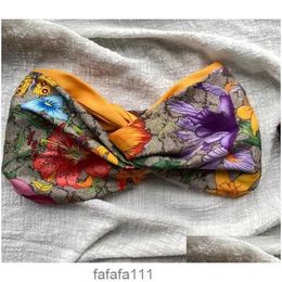 Bandanas Silk Elastic Headbands for Women 2022 New Arrival Luxury Girls Floral Flowers Butterfly Hair Bands Scarf Accessori Dhnit JZYY