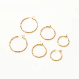 4/6pcs 14K 18K Gold Plated Brass Round Big Circle Earrings Blank Earring Wire Hoops For DIY Jewelry Making Pendants Connectors