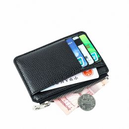 mini Zipper Card Bag Slim ID Bank Purse Wallet Credit Organiser Portable Small Slim Ultra-thin Short Purse for Men Black 33Tm#