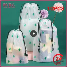 Storage Bags 1/2PCS Transparent Cosmetic Bag Travel Waterproof Makeup Case Bath Drawstring Organizer Toiletry Wash Kit