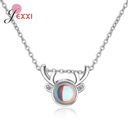 Chains Exquisite Temperament Christmas Pendant Necklaces Jewelry Moonstone Crystal Deer Antlers Clavicle Chain