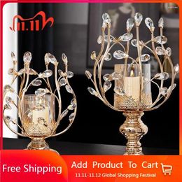 Candle Holders Gold Crystal Holder Vintage Wedding Supplies Candelabro Incense Nordic Candelabros Diwali Decorations CY50CS