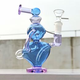 2024 Heady Glass Purple Blue Girly Hear Shape Valentines 7 Inch Glass Bongs Water Pipe Bong Tobacco Smoking 14MM Heart Bowl Dab Rig Recycler Bubbler Pipes