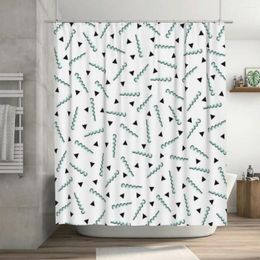 Shower Curtains Retro Memphis Pattern Squiggle Green Curtain 72x72in With Hooks DIY Bathroom Decor