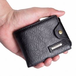 new Men's Small Wallet Vintage Multifuncti Purse With Coin Pocket Mini Brand Male PU Leather Card Mey Bag x2ho#