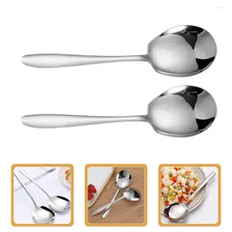 Spoons 2 Pcs Serving Spoon Metal Scoops Large Rice Stainless Steel Student