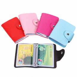 24 Card Slots Double Sided Plastic Card Holder Small Size Multicolor Busin Pack Bus Card Bag Women Purses Men Wallet S5iD#