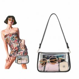 clear Shoulder Bag Handbag Crossbody Bag Stadium Approved, Thickened Clear Purse Suitable for Ccert Outfits and Sporting Event K24c#