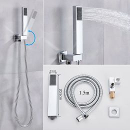 Luxury Waterfall Rainfall Shower Faucet Thermostat Valve Mixers Wall Mounted Thermostatic Shower Set With Handshower