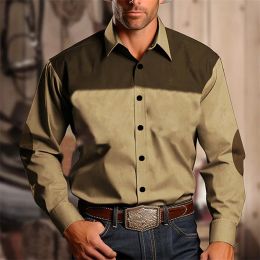 Western Style New Men's Long Sleeve Blouse Men Slim Shirt Social Wear Ethnic Retro Tribal Clothing Male Camisas Casuais Dress