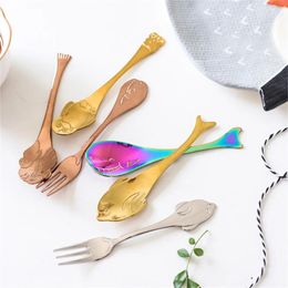 Spoons Children Spoon 304 Stainless Steel Beautiful Ocean Series Mirror Light High Quality Tableware Milk Dessert Cartoon