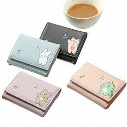 women Short Cute Small Wallets Student Triple Fold Card Holder Girl ID Bag Card Holder Coin Purse Ladies Wallets Carto Bags b4ve#