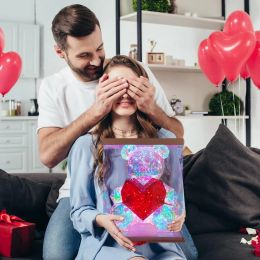LED Light Up Teddy Bear Romantic Colourful Red Heart Bear in Gift Box for Valentine's Day Birthday Christmas Anniversary Gifts